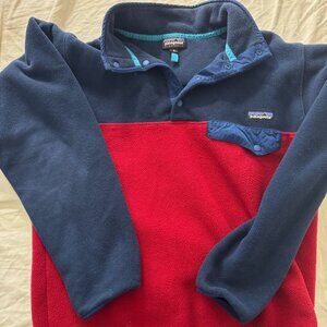 Patagonia Synchilla Snap T Pullover Fleece Size Medium Blue & Red